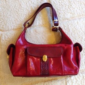 MARINO ORLANDI  Red Italian Leather with Gold Hardware RARE Designer Handbag